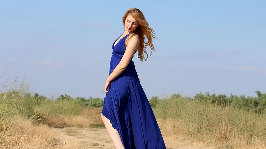 Slip dress bleue