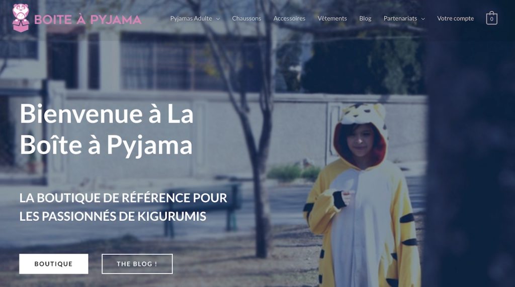 Page d'accueil de La Boîte à Pyjama