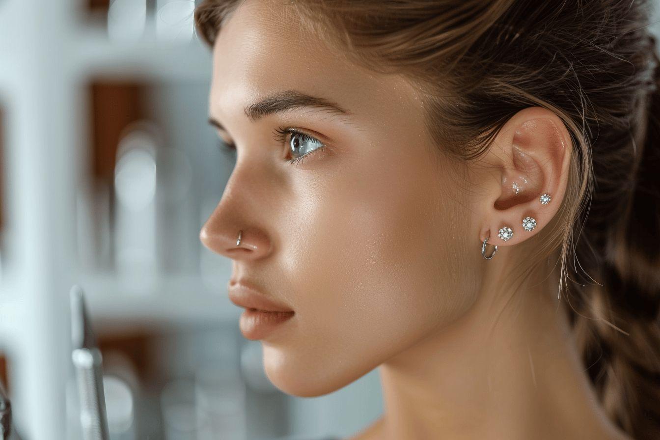 Gros plan sur le visage d'une femme aux cheveux bruns, avec un regard intense et réfléchi