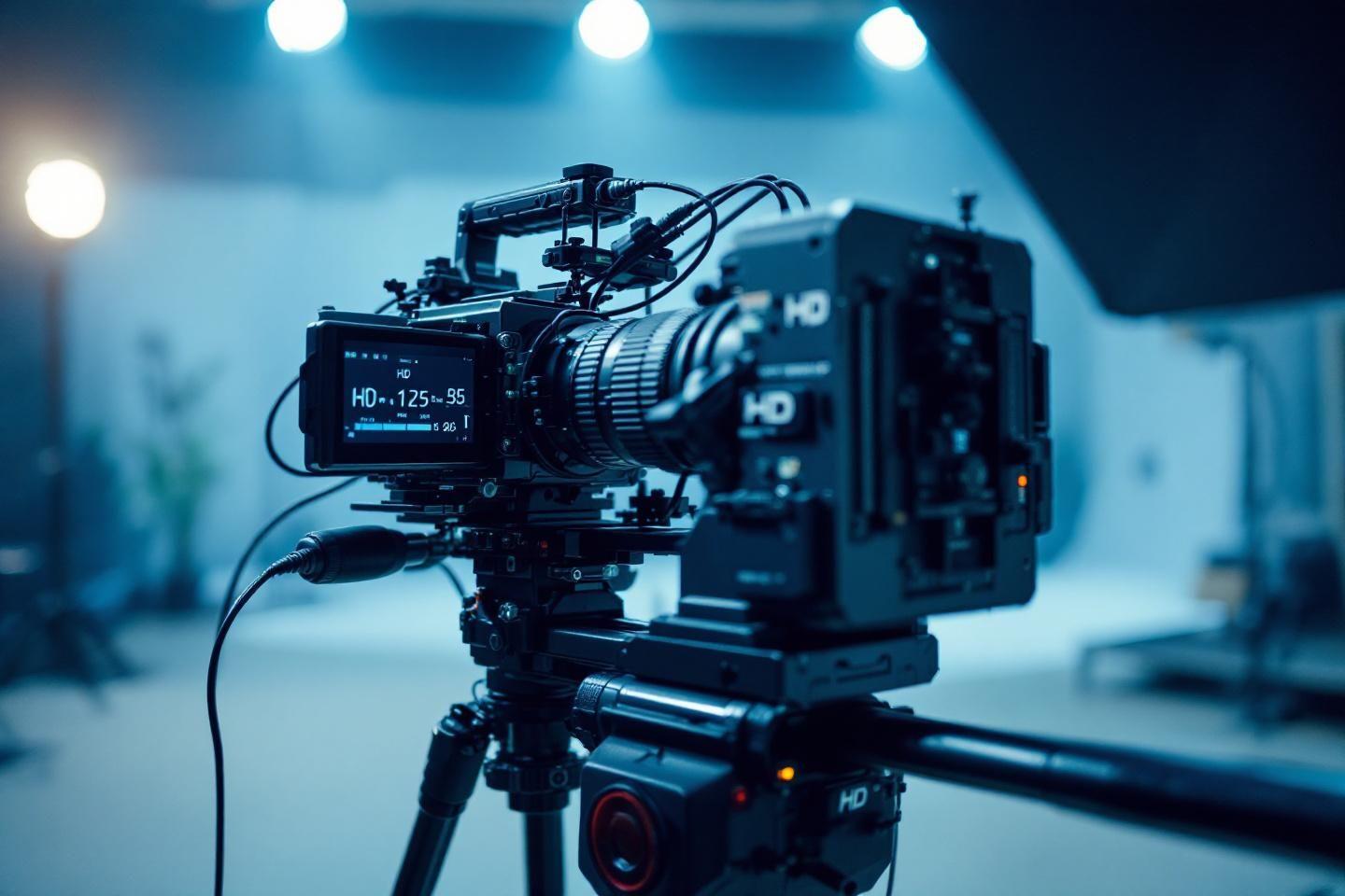 Caméra professionnelle HD avec écran et objectif sur trépied