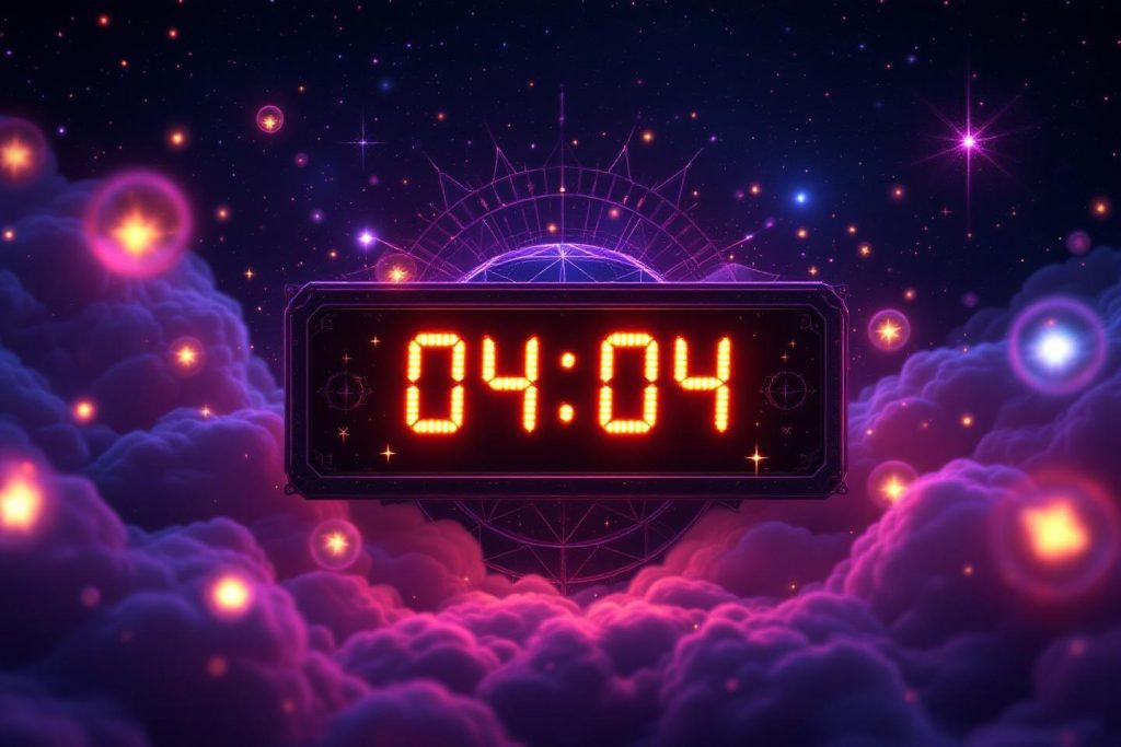 Horloge numérique rouge dans un ciel étoilé mystique