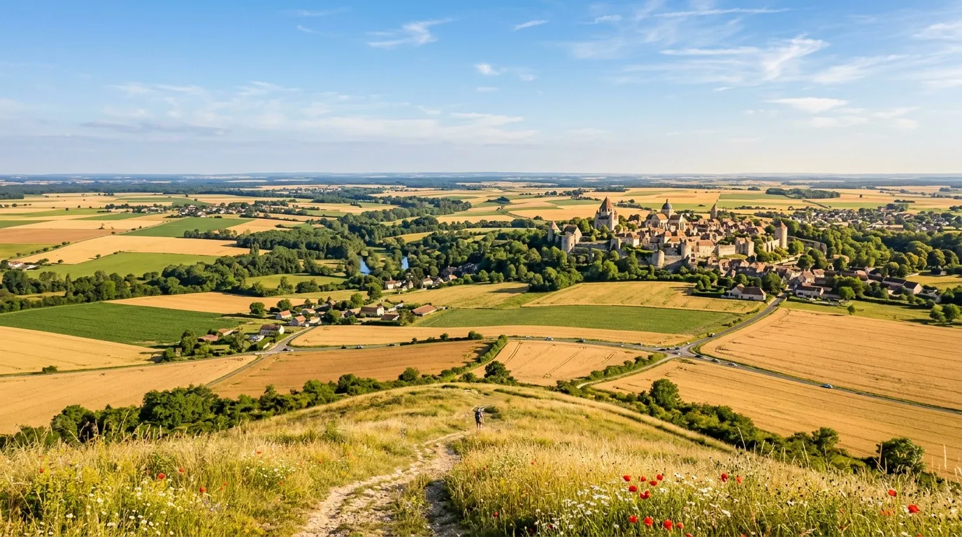 À 1h30 de Paris, ce village classé parmi les Plus Beaux Villages de France abrite l’un des plus impressionnants donjons médiévaux du pays