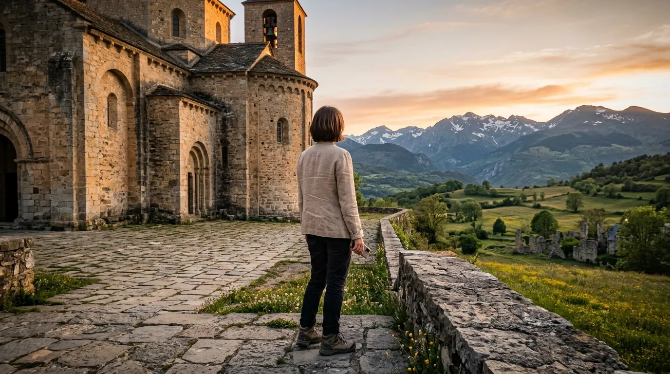 Ce village accroché à la montagne offre l’une des plus belles vues sur les Pyrénées