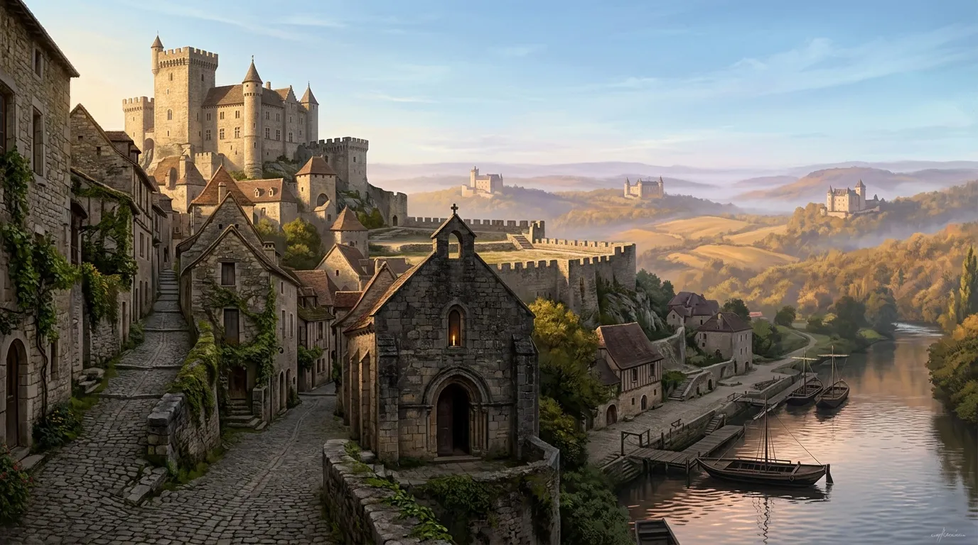 Ce village construit au bord de la Dordogne offre un décor qui semble tout droit sorti d'un conte médiéval
