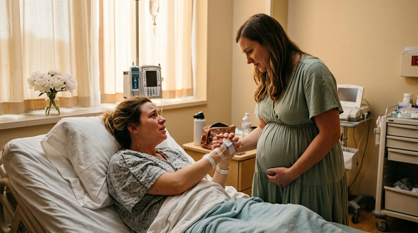 Sage-femme examine une femme enceinte en chambre d'hôpital