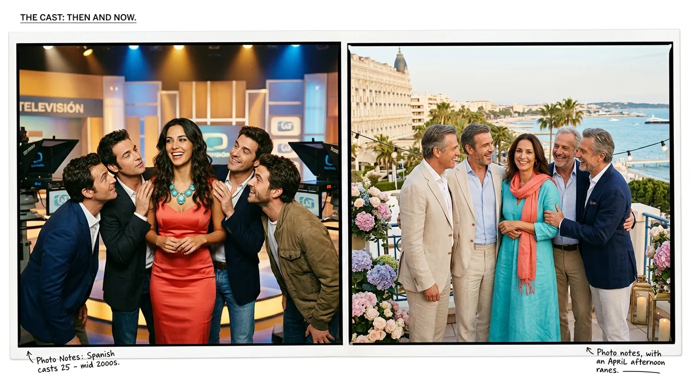 Cast d'une série espagnole, comparaison entre les années 2000 et maintenant.