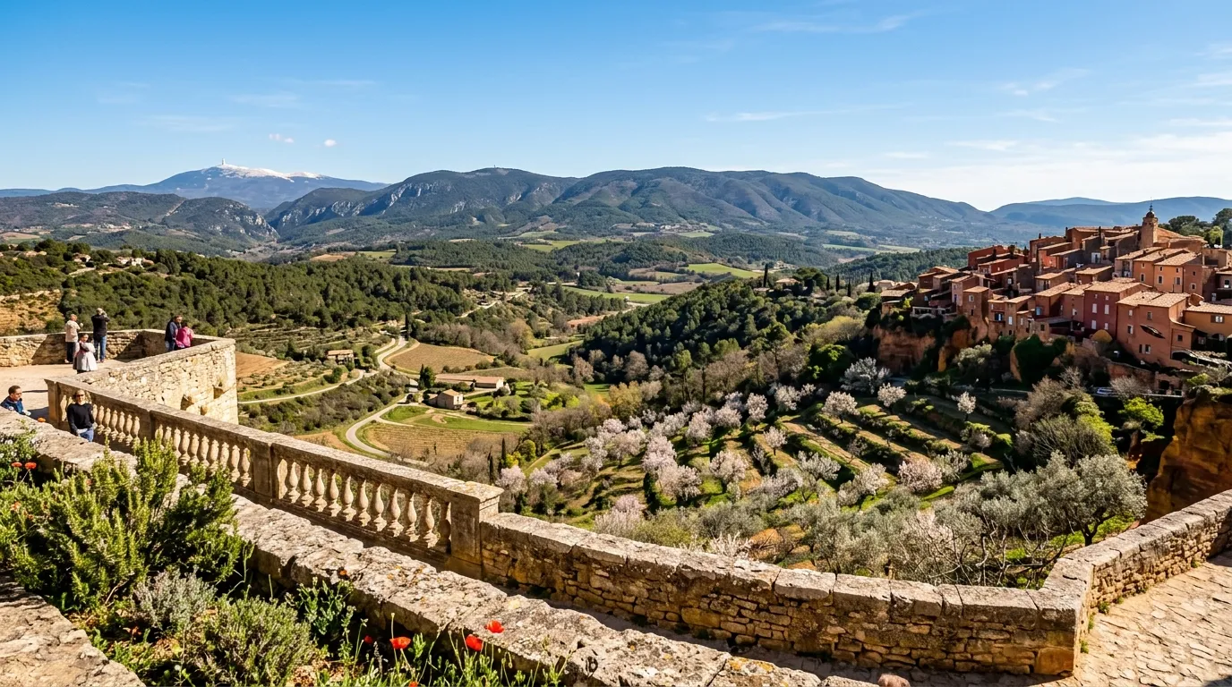 Plus discret que Roussillon, ce village provençal charme avec ses maisons de pierre et son panorama sur le Luberon