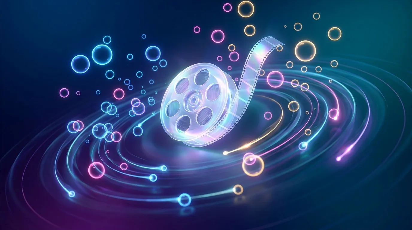 Bobine de film avec effet de lumière néon colorée