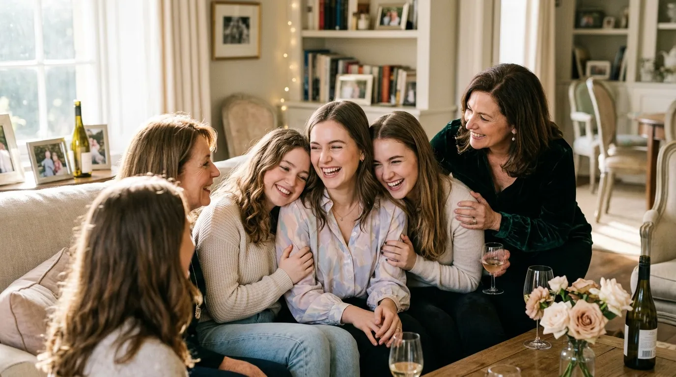 Groupe de femmes riant ensemble lors d'une réunion festive