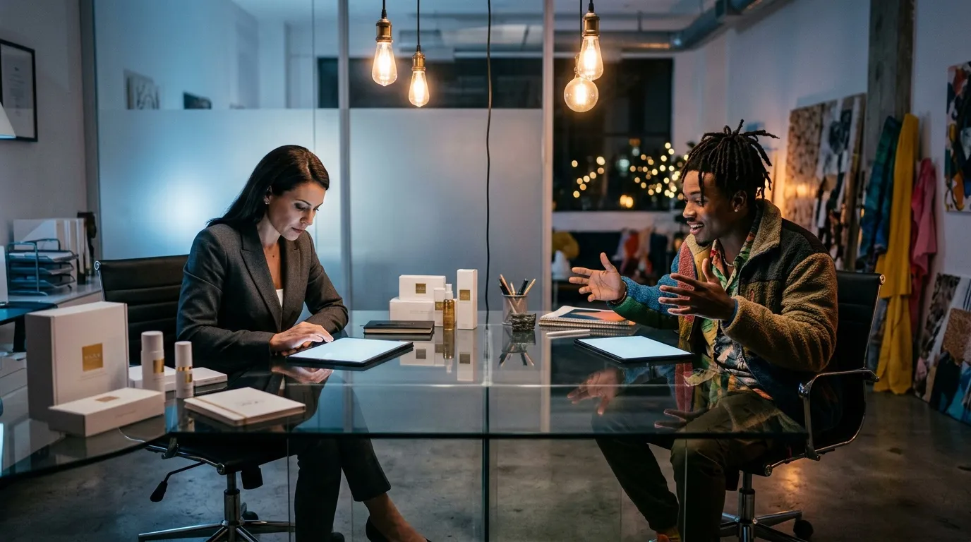 Deux femmes en discussion autour d'une table de conférence