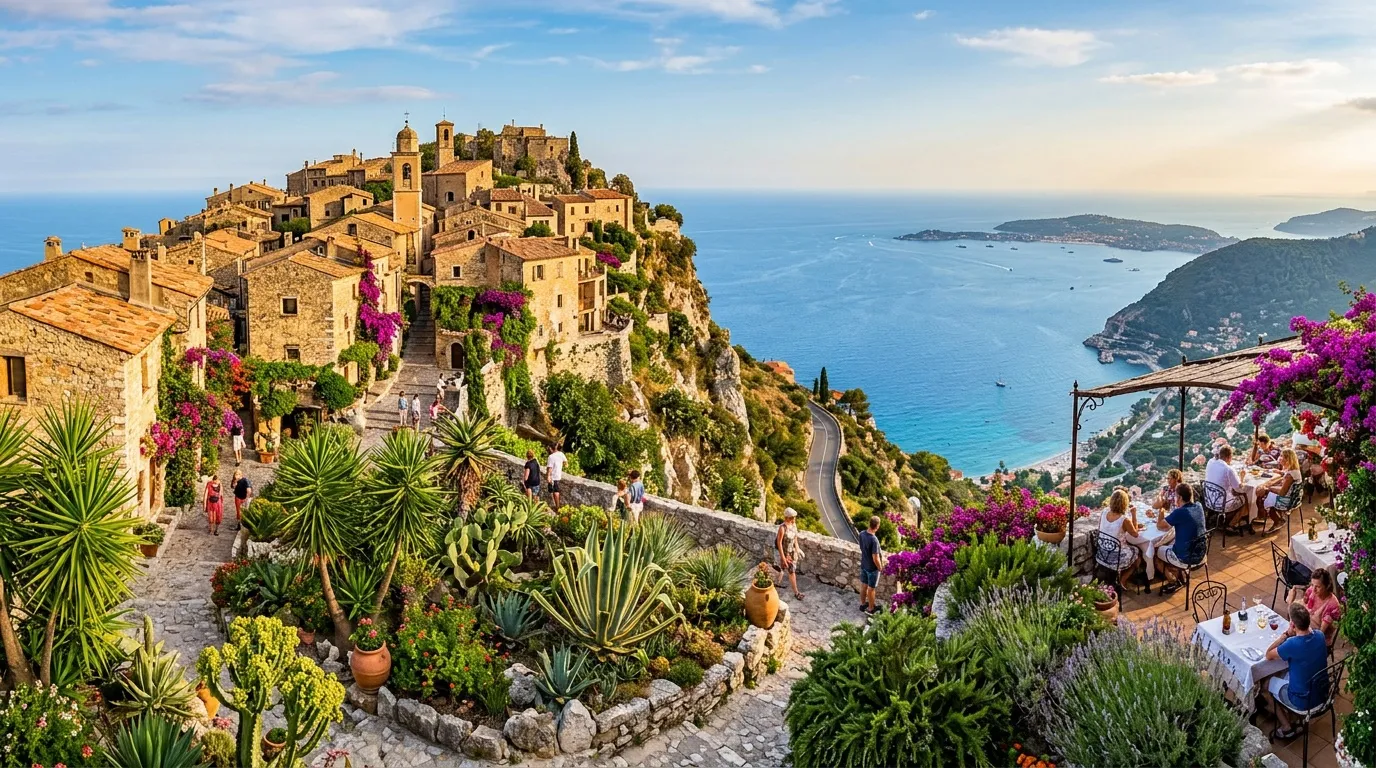 À moins d'1h de Nice, ce village perché est un joyau entre Méditerranée, jardins exotiques et vieilles pierres